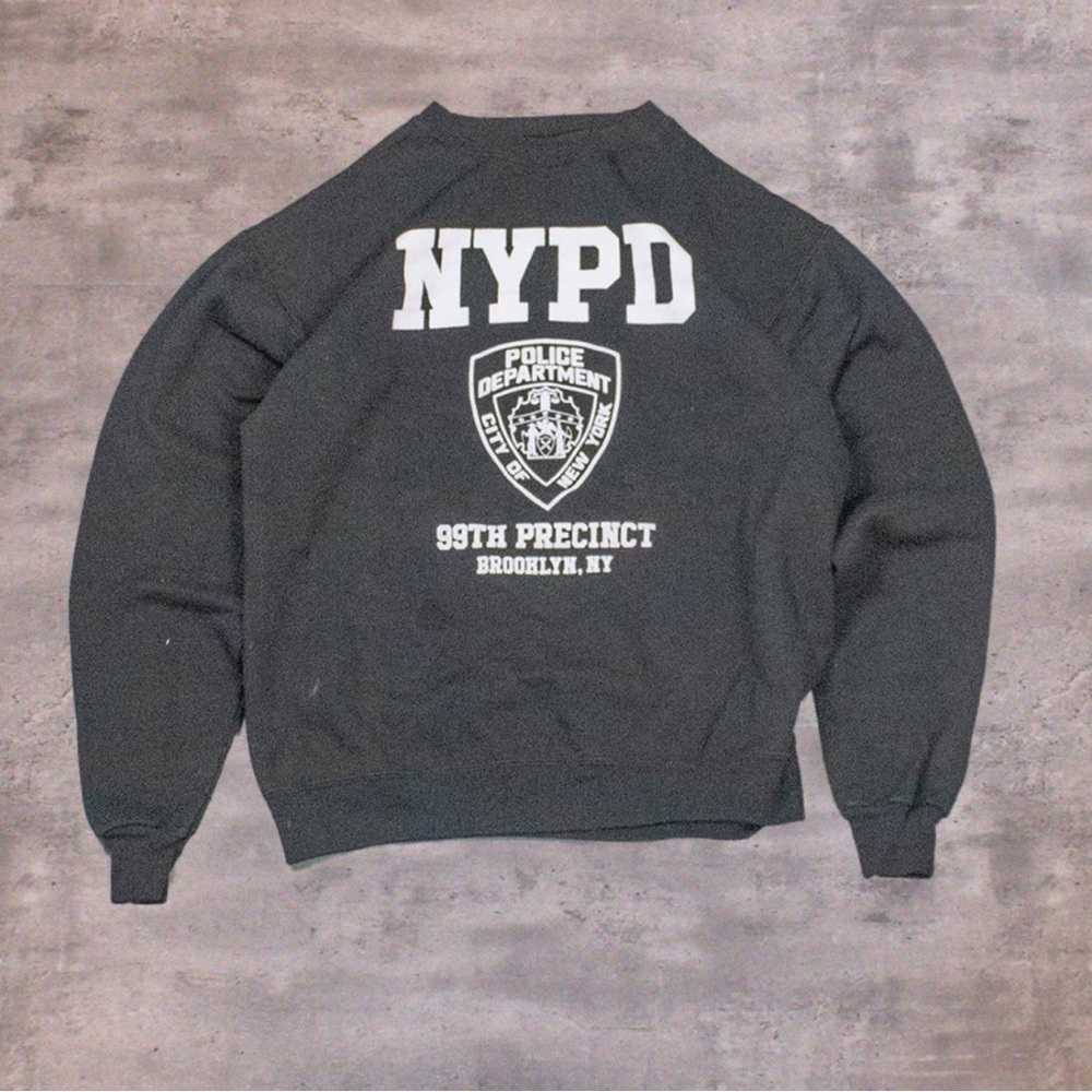Hanes Eco Smart NYPD New York City Brooklyn Black Boxy‎ Y2K Crewneck Sweater